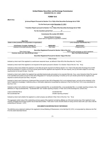 Vorschaubild General Electric 10-K Jahresbericht 2013