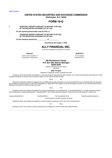 Thumbnail Ally Financial 10-Q Quarterly Report FY2012 