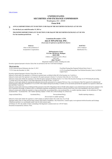 Thumbnail Ally Financial 10-K Annual Report 2013