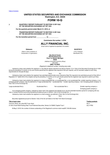 Thumbnail Ally Financial 10-Q Quarterly Report FY2019 