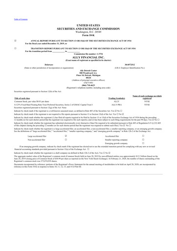 Thumbnail Ally Financial 10-K Annual Report 2019