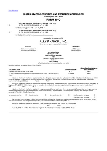 Thumbnail Ally Financial 10-Q Quarterly Report FY2020 