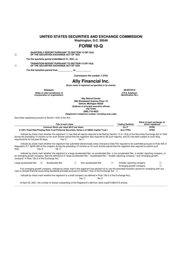 Thumbnail Ally Financial 10-Q Quarterly Report FY2021 