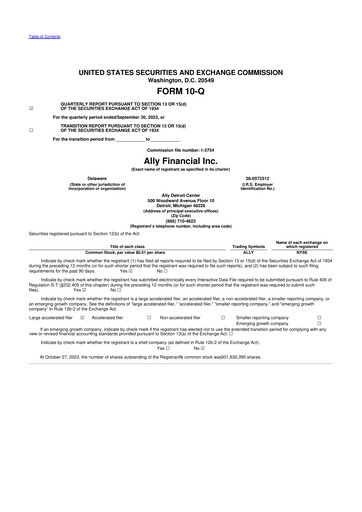 Thumbnail Ally Financial 10-Q Quarterly Report FY2023 