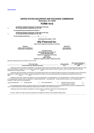 Thumbnail Ally Financial 10-Q Quarterly Report FY2026 