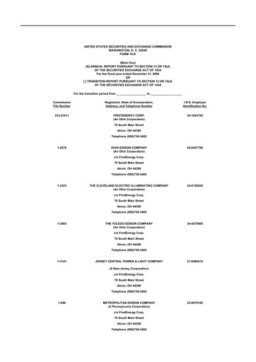 Thumbnail FirstEnergy 10-K Annual Report 