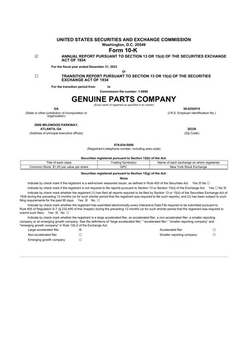 Thumbnail Genuine Parts Company
 10-K Annual Report 2023
