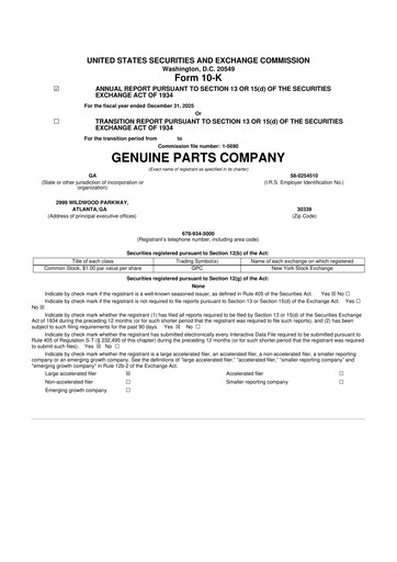 Thumbnail Genuine Parts Company
 10-K Annual Report 2025
