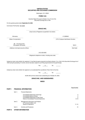 Vorschaubild Graco 10-Q Quartalsbericht  