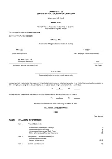 Vorschaubild Graco 10-Q Quartalsbericht  