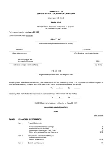 Vorschaubild Graco 10-Q Quartalsbericht  