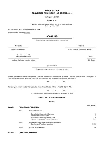 Vorschaubild Graco 10-Q Quartalsbericht  