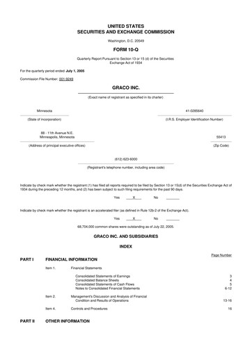 Vorschaubild Graco 10-Q Quartalsbericht  