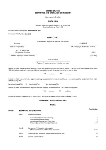 Vorschaubild Graco 10-Q Quartalsbericht  