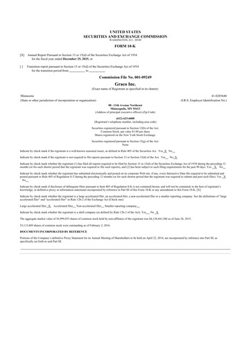 Thumbnail Graco 10-K Annual Report 2015