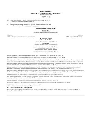 Thumbnail Graco 10-K Annual Report 2018