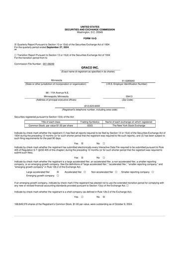 Thumbnail Graco 10-Q Quarterly Report FY2024 