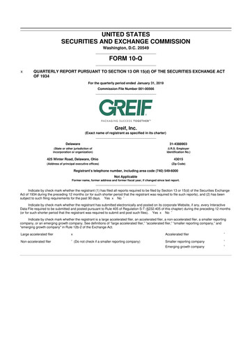 Thumbnail Greif 10-Q Quarterly Report FY2019 