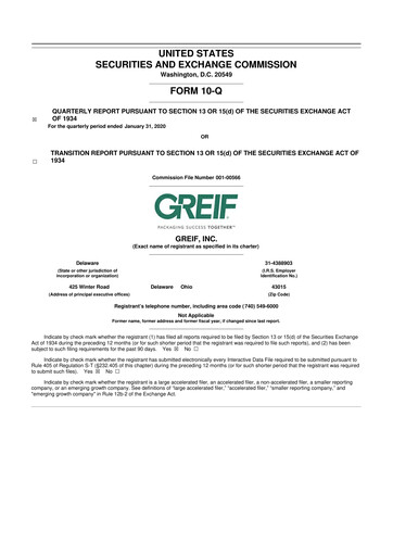 Thumbnail Greif 10-Q Quarterly Report FY2020 