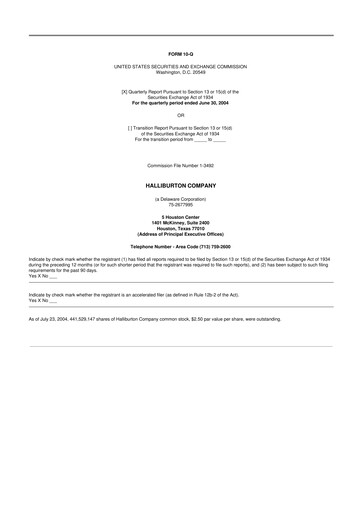 Vorschaubild Halliburton 10-Q Quartalsbericht  