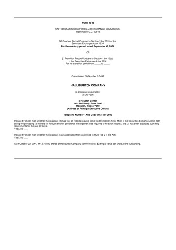 Vorschaubild Halliburton 10-Q Quartalsbericht  