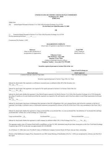 Thumbnail Halliburton 10-K Annual Report 