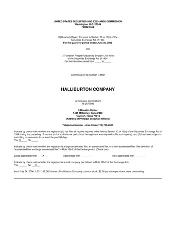 Vorschaubild Halliburton 10-Q Quartalsbericht  