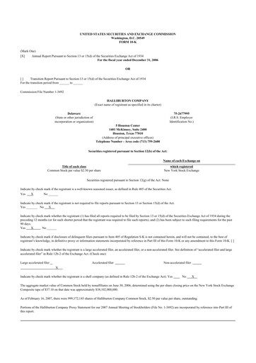 Thumbnail Halliburton 10-K Annual Report 