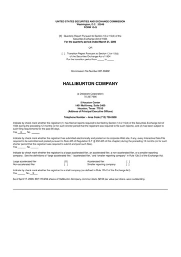 Vorschaubild Halliburton 10-Q Quartalsbericht  