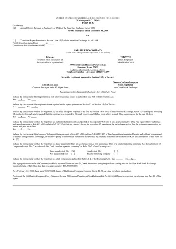 Thumbnail Halliburton 10-K Annual Report 