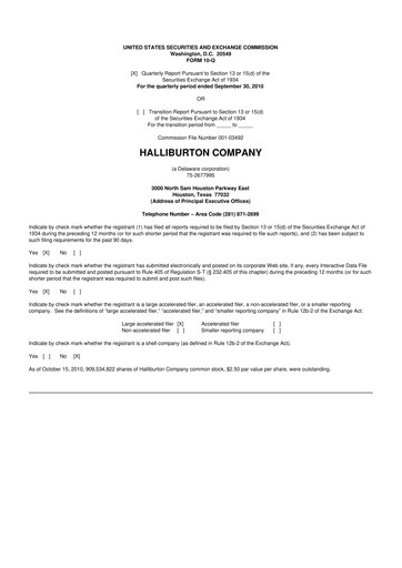 Vorschaubild Halliburton 10-Q Quartalsbericht 2010 