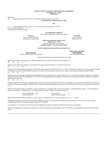 Thumbnail Halliburton 10-K Annual Report 2010