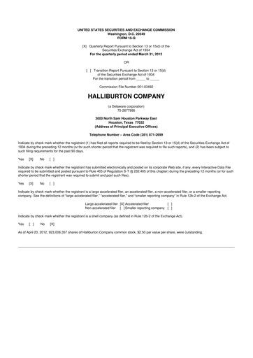 Vorschaubild Halliburton 10-Q Quartalsbericht 2012 