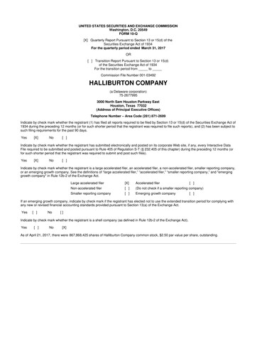 Vorschaubild Halliburton 10-Q Quartalsbericht 2017 