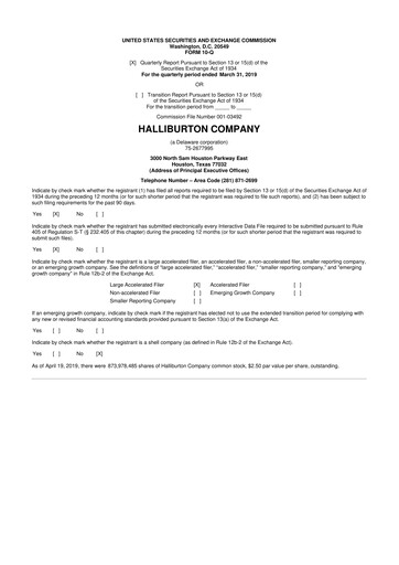 Vorschaubild Halliburton 10-Q Quartalsbericht 2019 