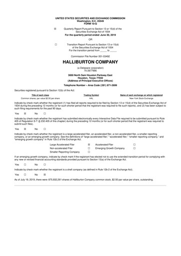 Vorschaubild Halliburton 10-Q Quartalsbericht 2019 