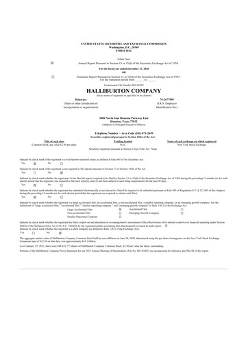 Thumbnail Halliburton 10-K Annual Report 2020