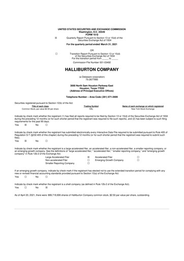 Vorschaubild Halliburton 10-Q Quartalsbericht 2021 