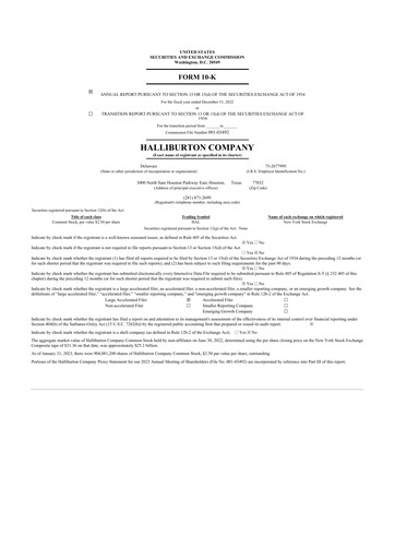 Thumbnail Halliburton 10-K Annual Report 2022