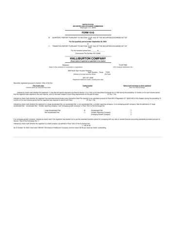 Vorschaubild Halliburton 10-Q Quartalsbericht 2023 