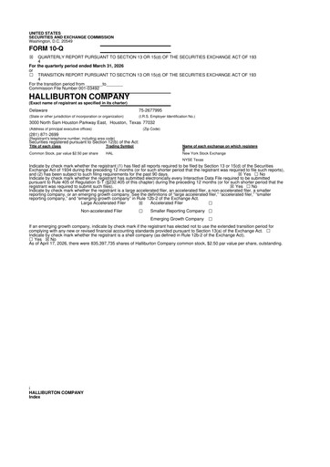 Vorschaubild Halliburton 10-Q Quartalsbericht  