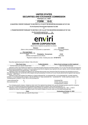 Thumbnail Enviri Corporation 10-Q Quarterly Report FY 