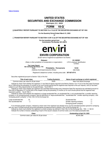 Thumbnail Enviri Corporation 10-Q Quarterly Report FY2025 