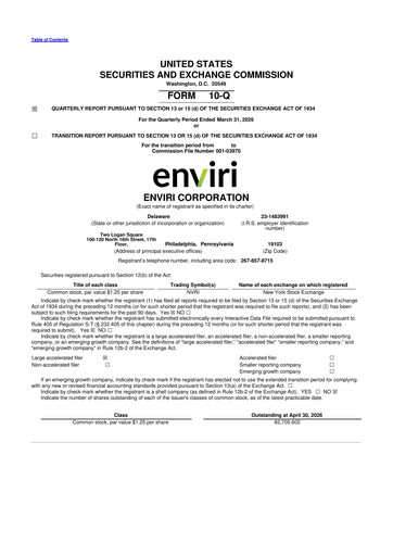 Thumbnail Enviri Corporation 10-Q Quarterly Report FY 