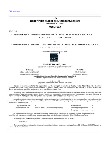 Miniature Harte Hanks 10-Q Rapport trimestriel 2017 