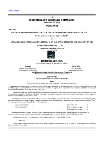Miniature Harte Hanks 10-Q Rapport trimestriel 2018 