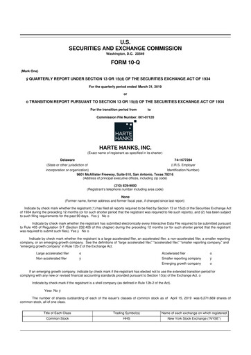 Miniature Harte Hanks 10-Q Rapport trimestriel 2019 