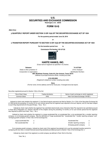 Miniature Harte Hanks 10-Q Rapport trimestriel 2019 
