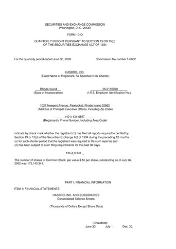 Thumbnail Hasbro 10-Q Quarterly Report FY 