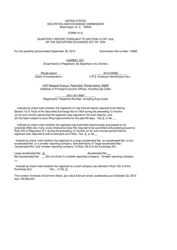 Thumbnail Hasbro 10-Q Quarterly Report FY2012 